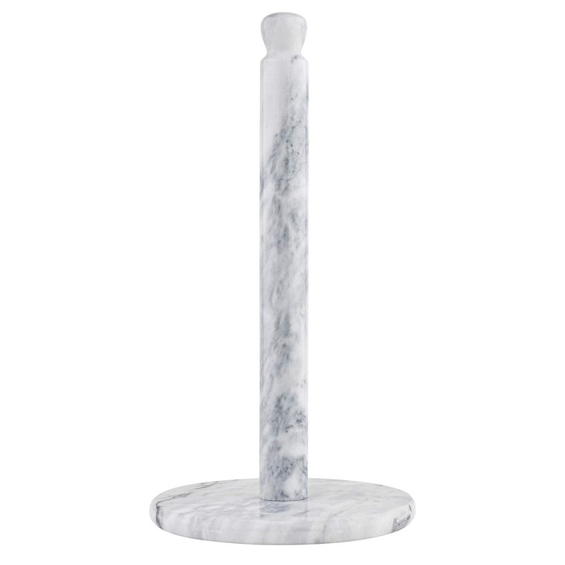 Homeries Marble Paper Towel Holder â€“ Deluxe Upright Towel Dispenser for Kitchen Countertop, Cabinet & Bathrooms â€“ Non Steel & Non Plastic Design â€“ Heavy Duty, Solid Paper Towel Holder Stand (White) - Image 1